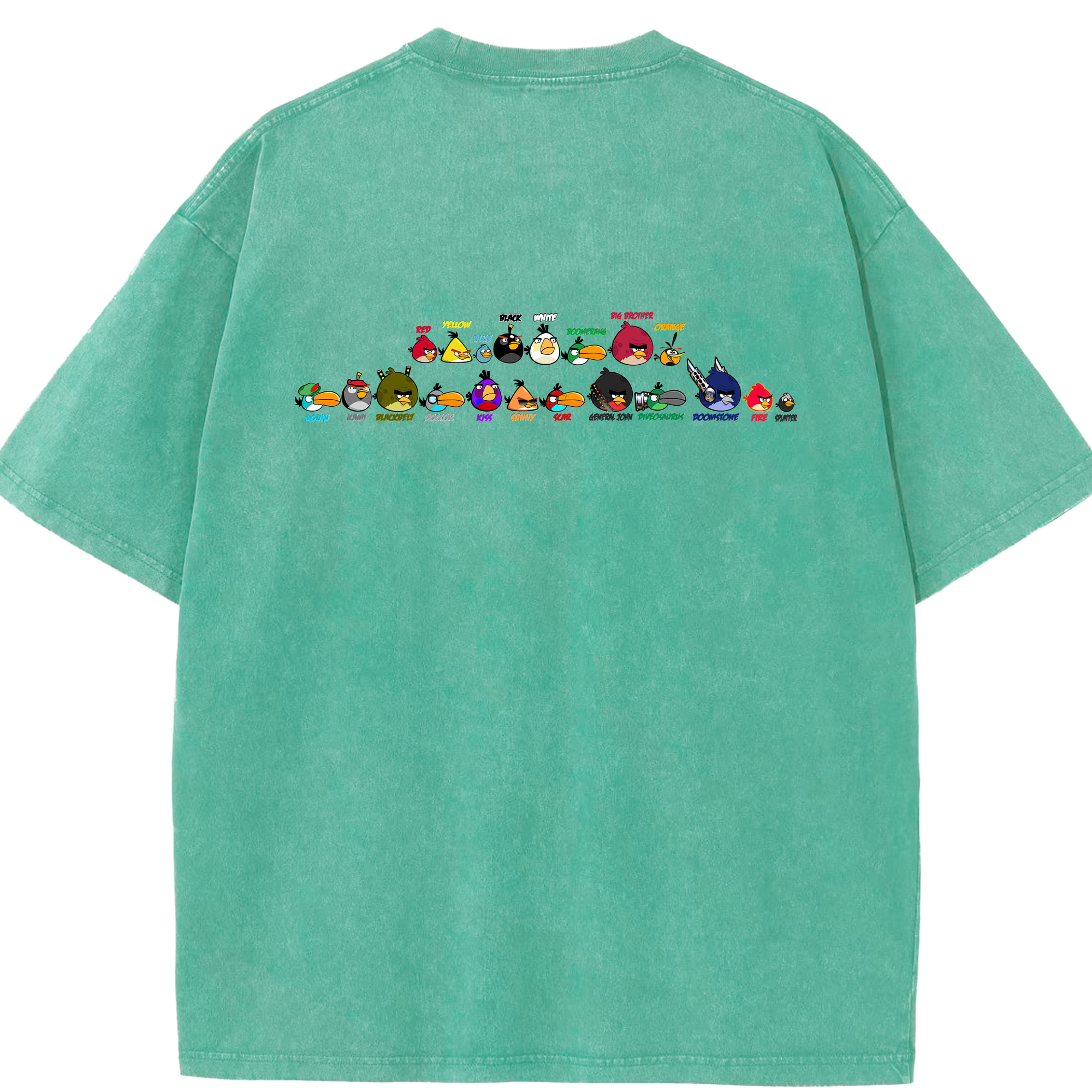 （画像用） Angry Birds アングリーバード 綿100% ヴィンテージ風 半袖Tシャツ（背面プリント）